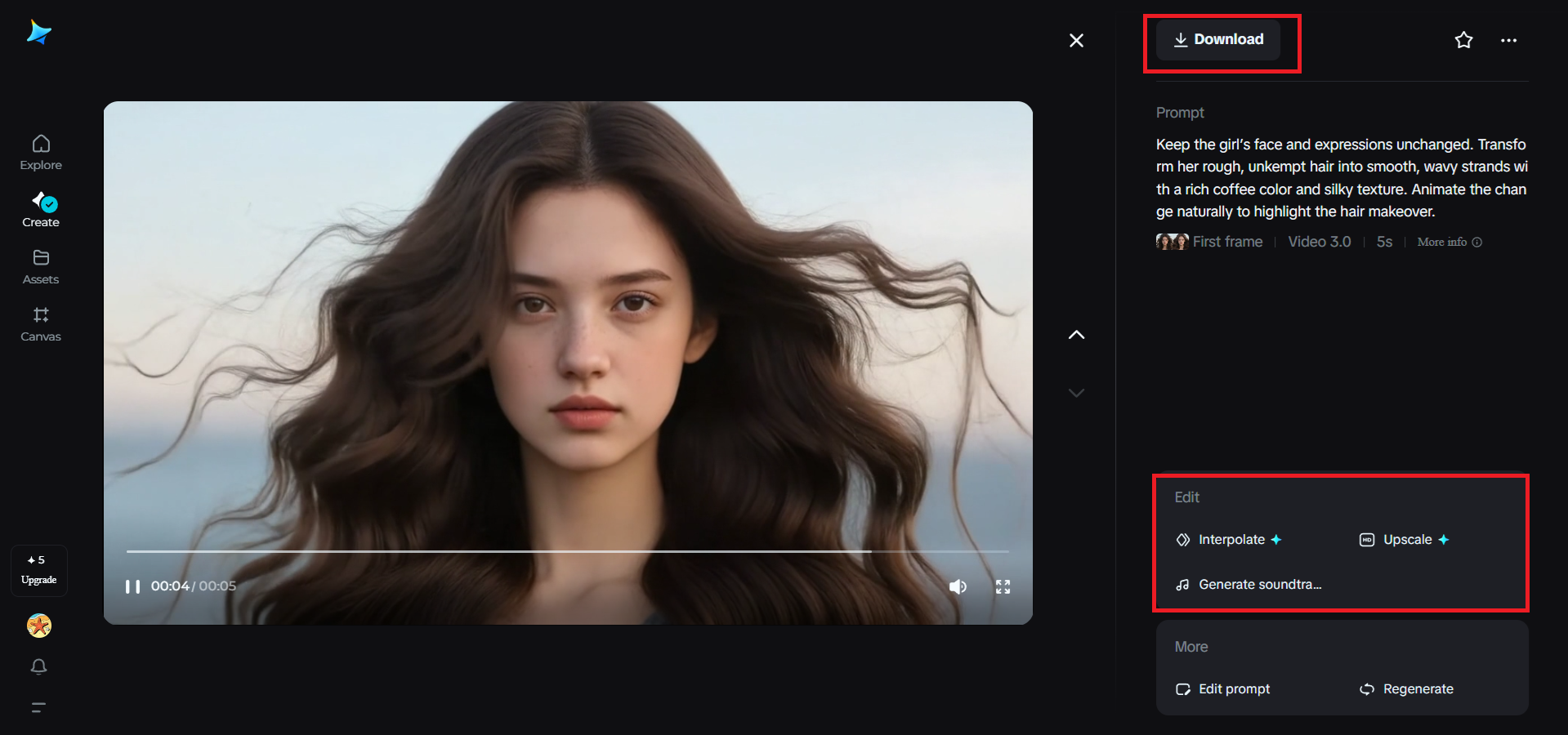 Edit and download the video