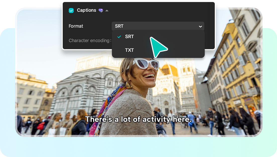 Exporting SRT subtitles from CapCut's Italian to English tool