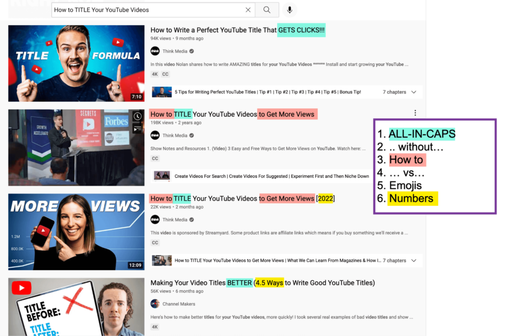 Esempio di titolo accattivante per video YouTube