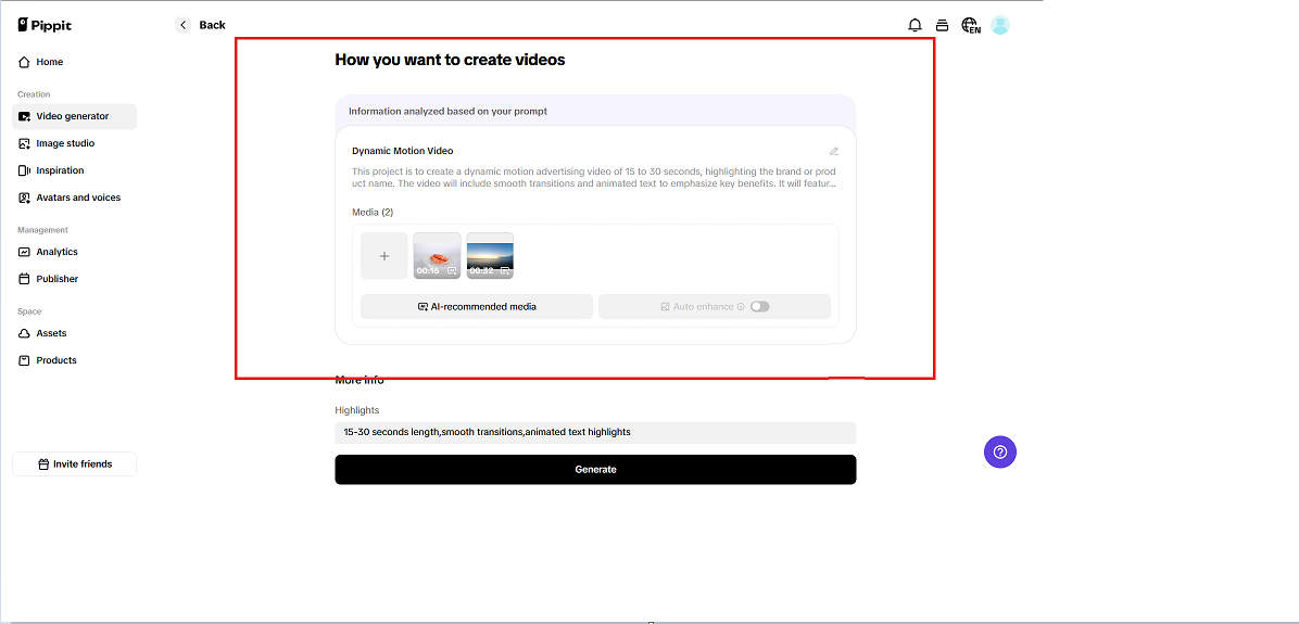 Hasilkan konten Anda