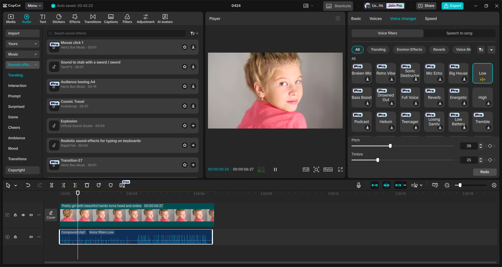 Interfaccia dell' CapCut editor video desktop: un modo più semplice per separare l'audio dal video