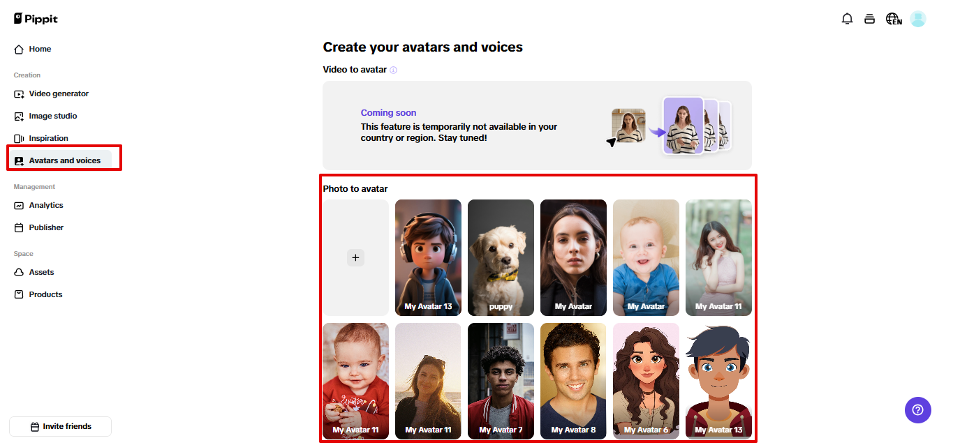 Pippit AI avatars