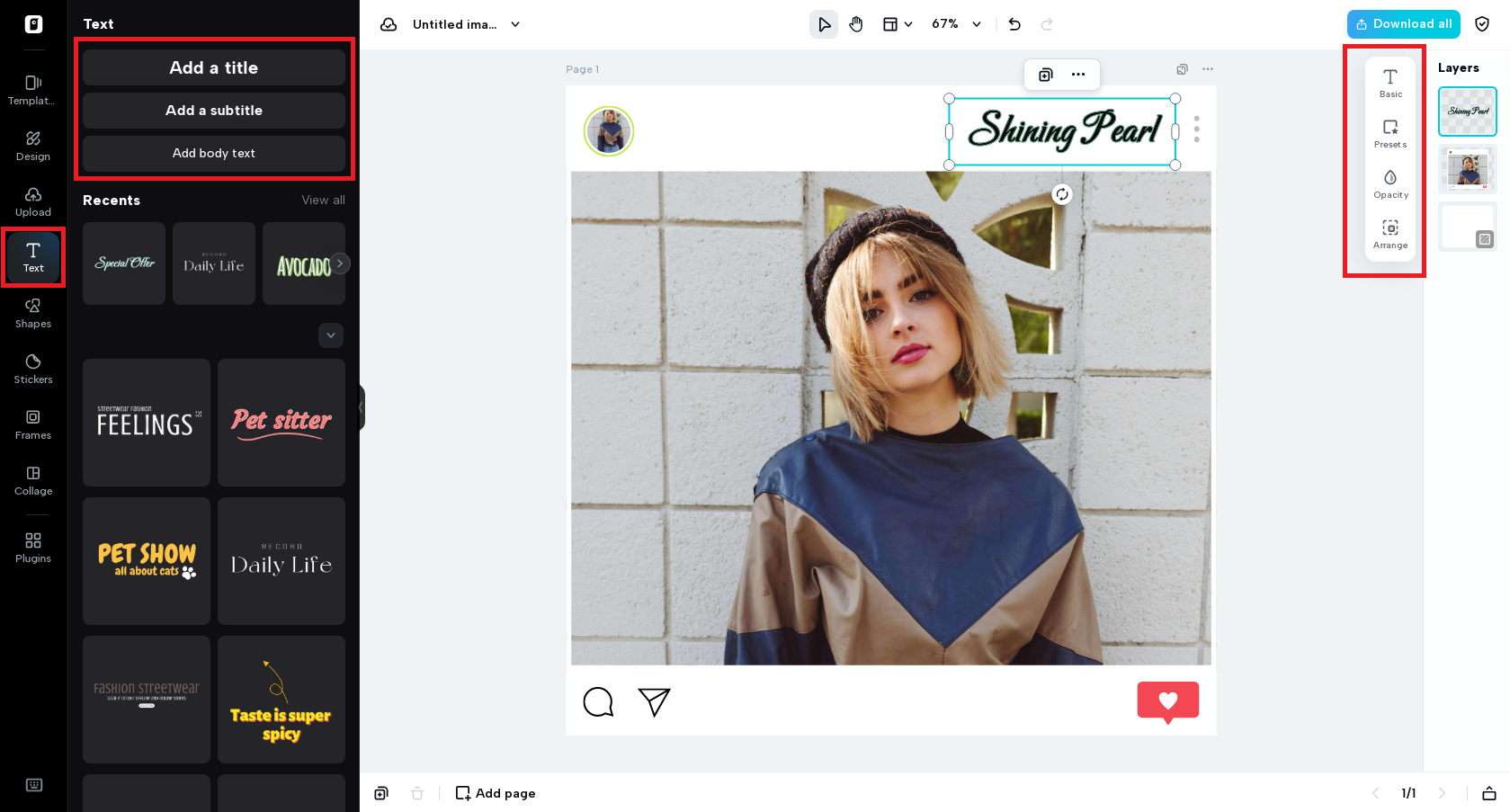 Extensive image editing features such as adding text