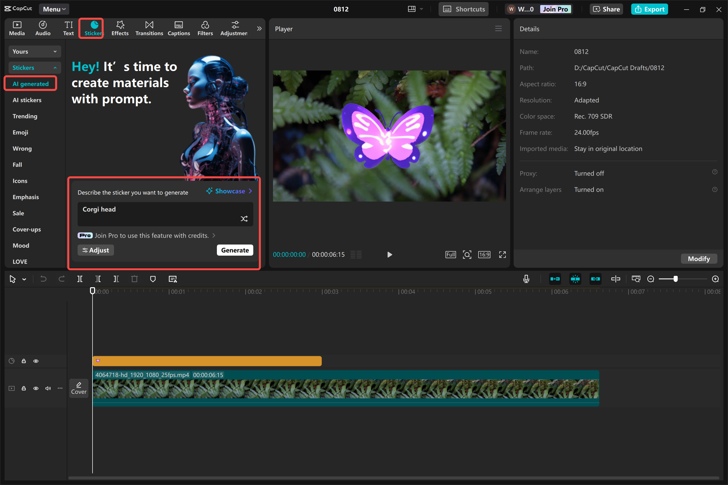 Verwendung des KI-Stilisierungstools zur Erzeugung verbesserter Bilder im CapCut Desktop-Video-Editor