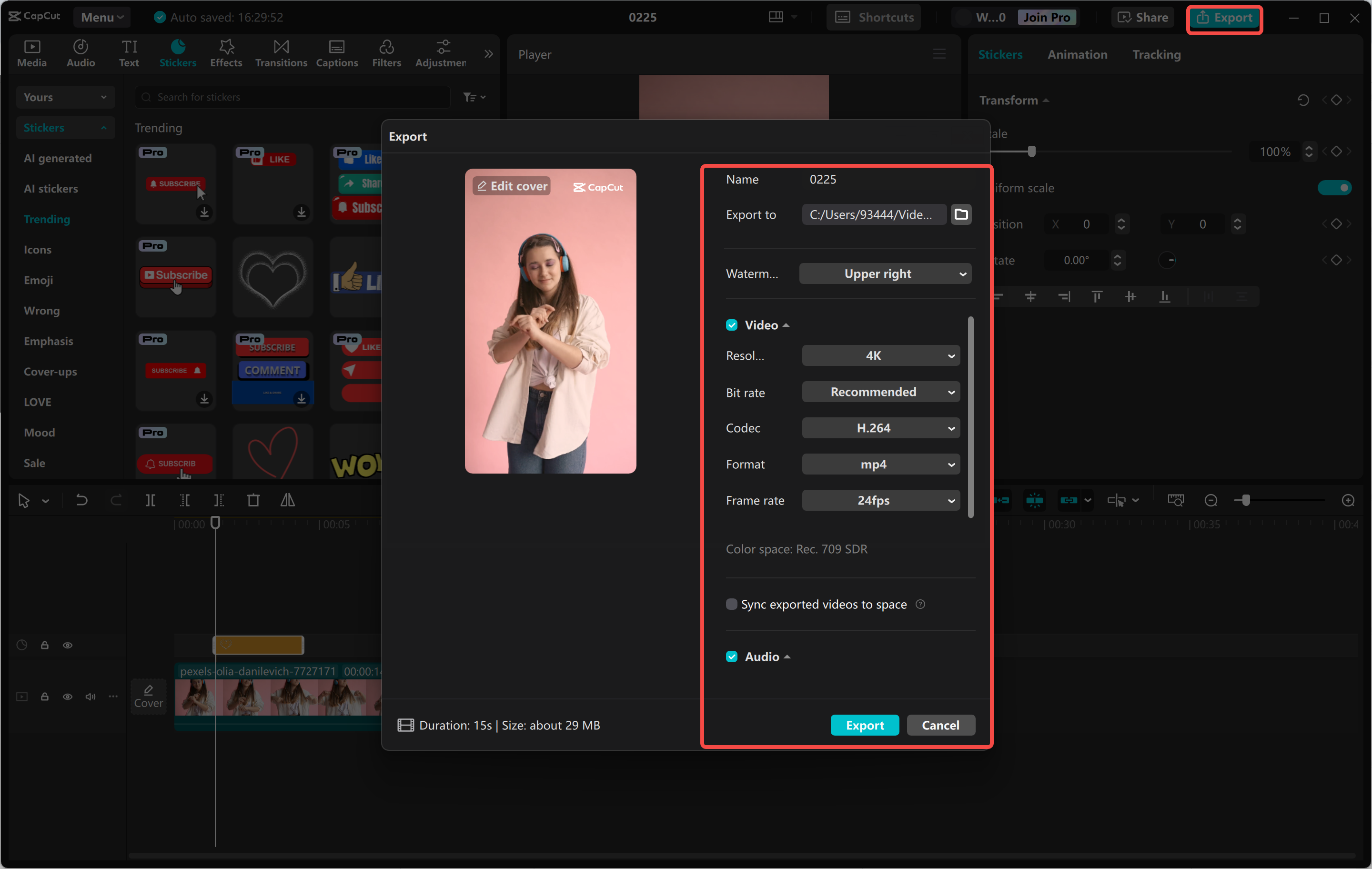 Exportieren von Instagram Reel aus dem CapCut Desktop-Video-Editor