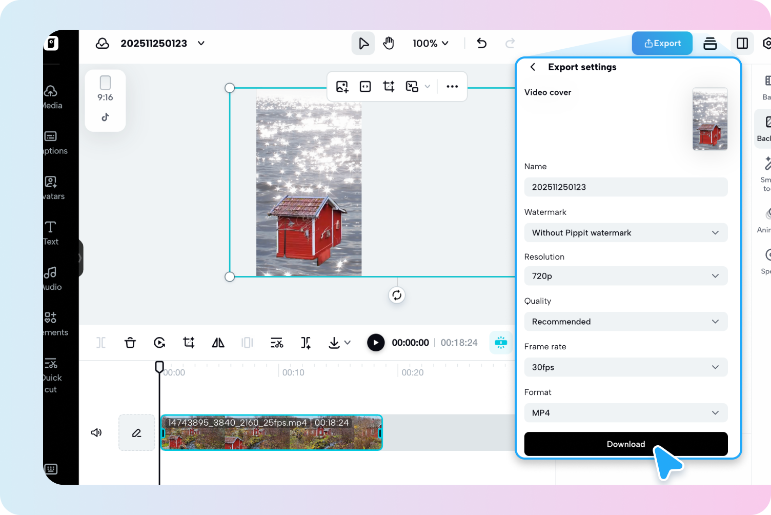 Exporting TikTok video