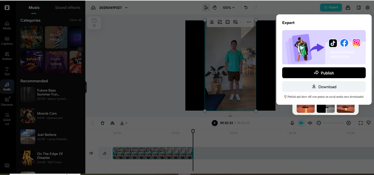 Export your music video