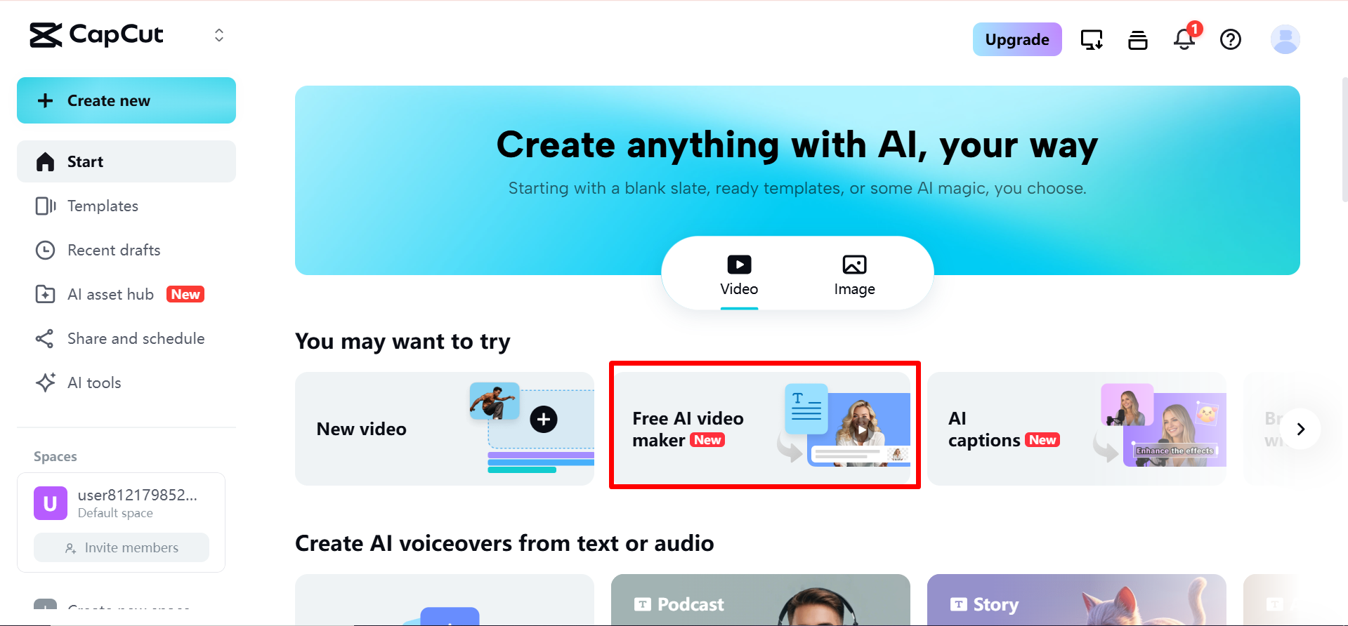 Toegang krijgen tot de gratis AI-videomaker op CapCut Web