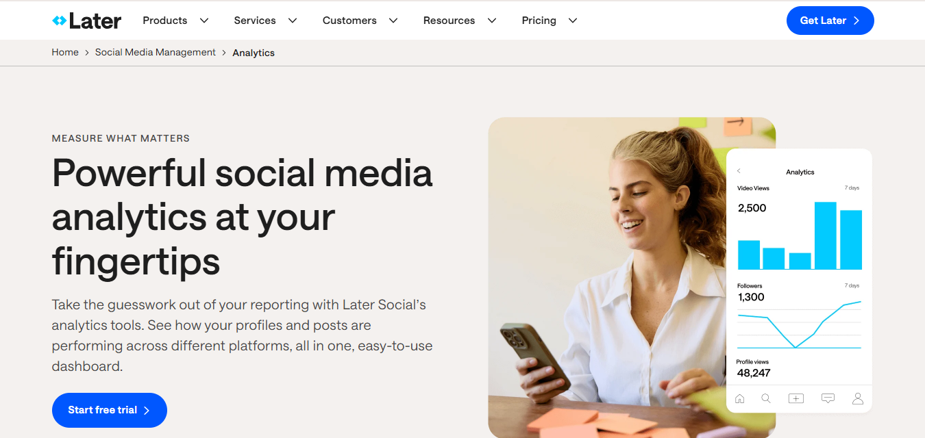 Later for Instagram analytics