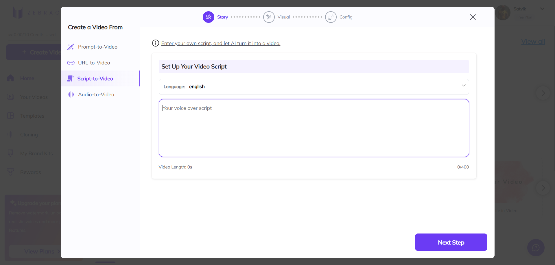 Mag-sign up at ilagay ang script