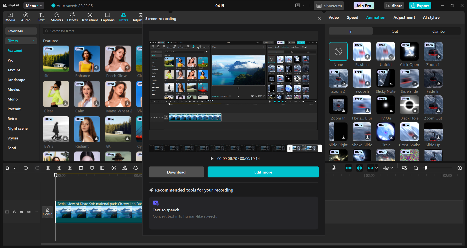Interface ng CapCut desktop video editor - isang alternatibong paraan upang mag-record ng screen sa PC