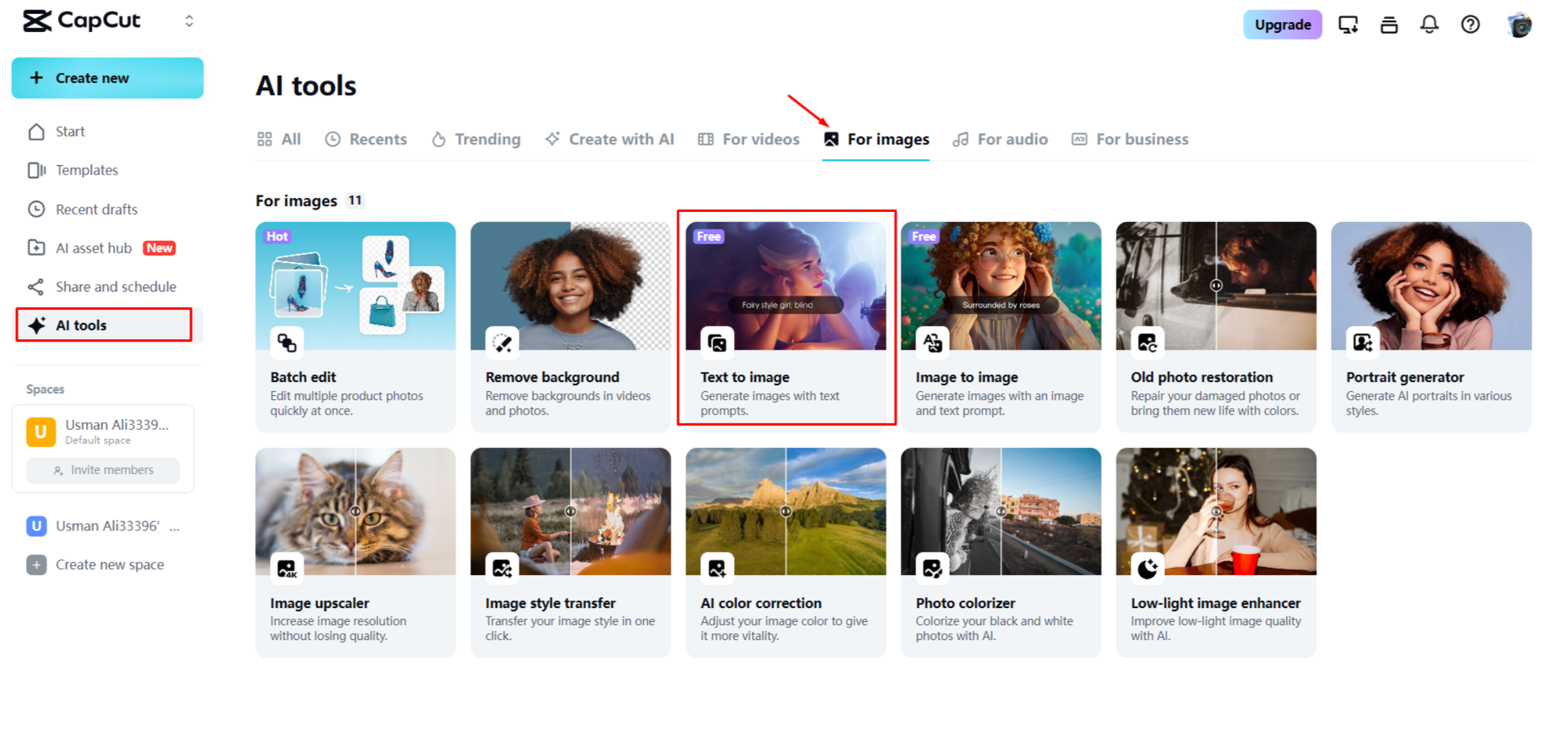 Accéder au générateur d'images IA de CapCut Web