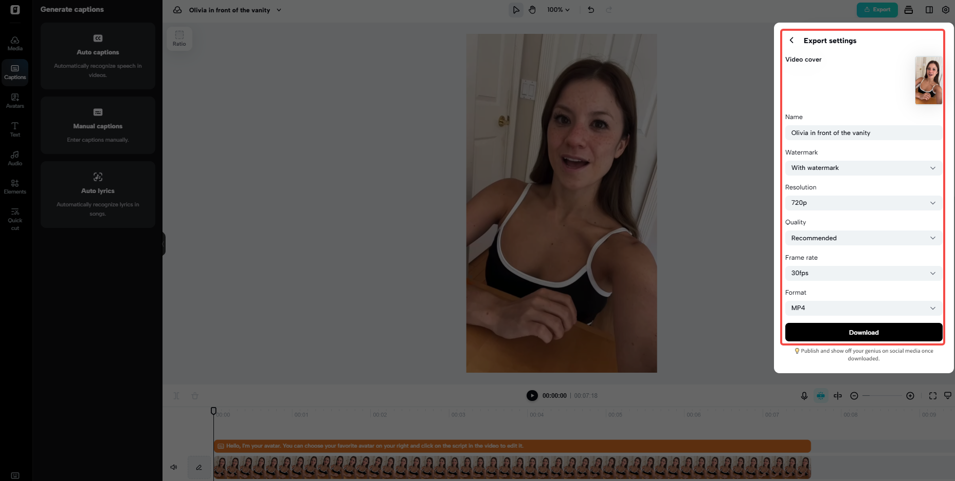 Export your avatar