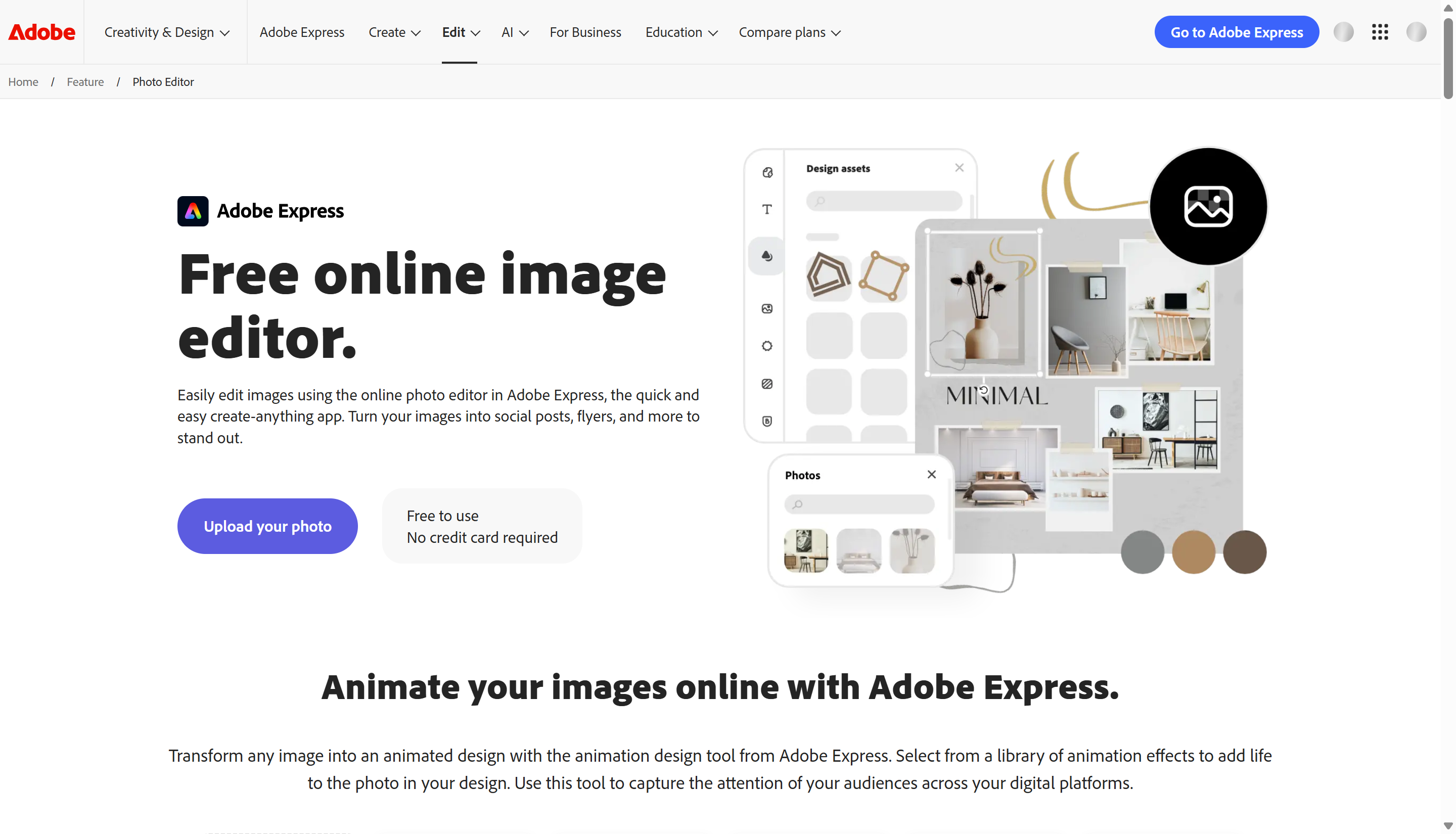 Adobe Express free online photo editor