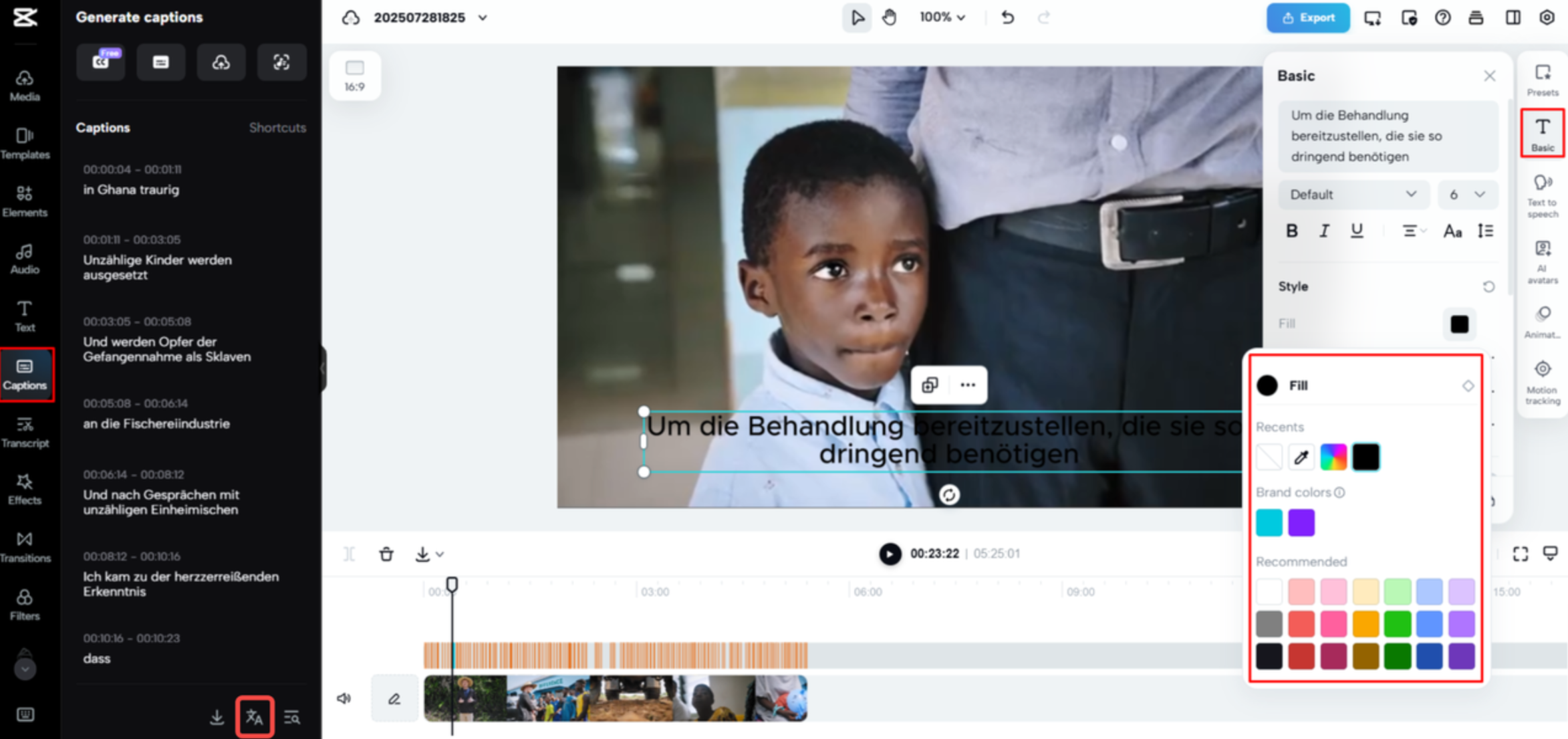 Översätta engelska till tyska i en video med CapCut Web
