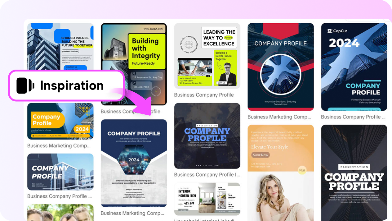 Customizable templates for professional profiles