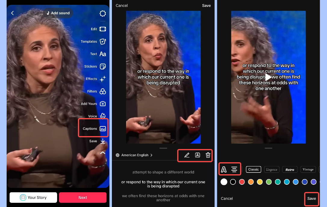 Menambahkan teks ke video TikTok secara otomatis menggunakan aplikasi TikTok