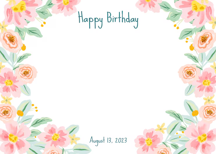 Fondo de invitación de cumpleaños floral con rosas y hojas.