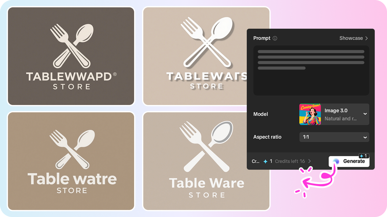Producing multiple logo variations from one prompt with CapCut's brand name logo generator