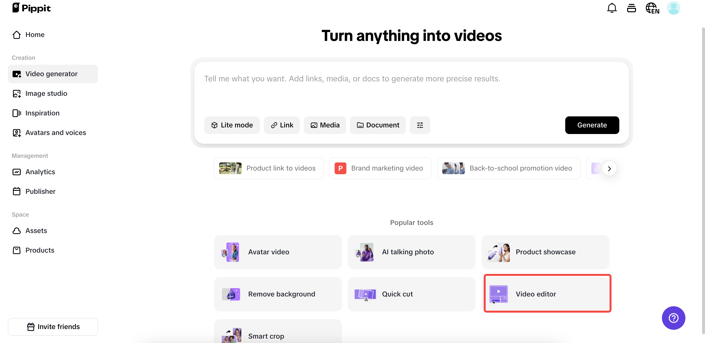 Abre el Editor de videos