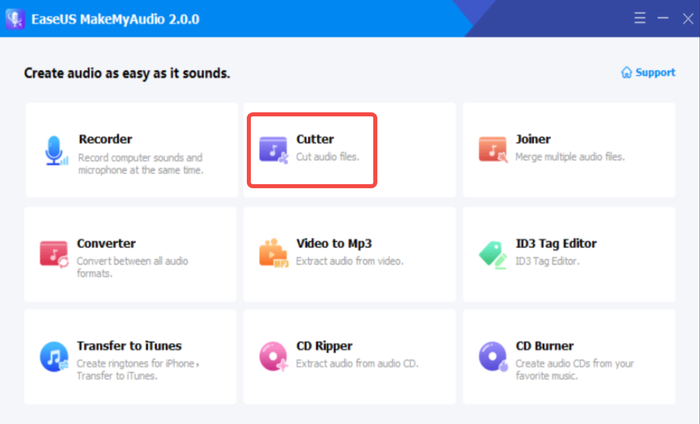Hinzufügen einer Audiodatei zu EaseUS MakeMyAudio