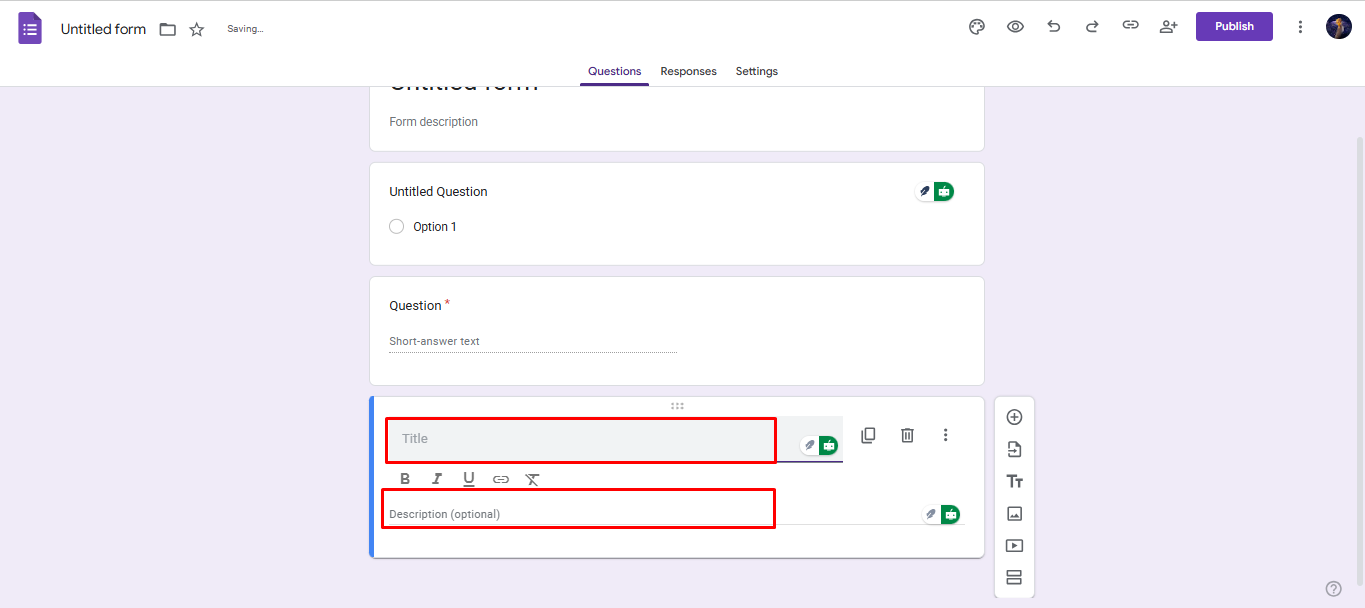 Otsikon lisääminen TikTokin Google-lomakkeeseen