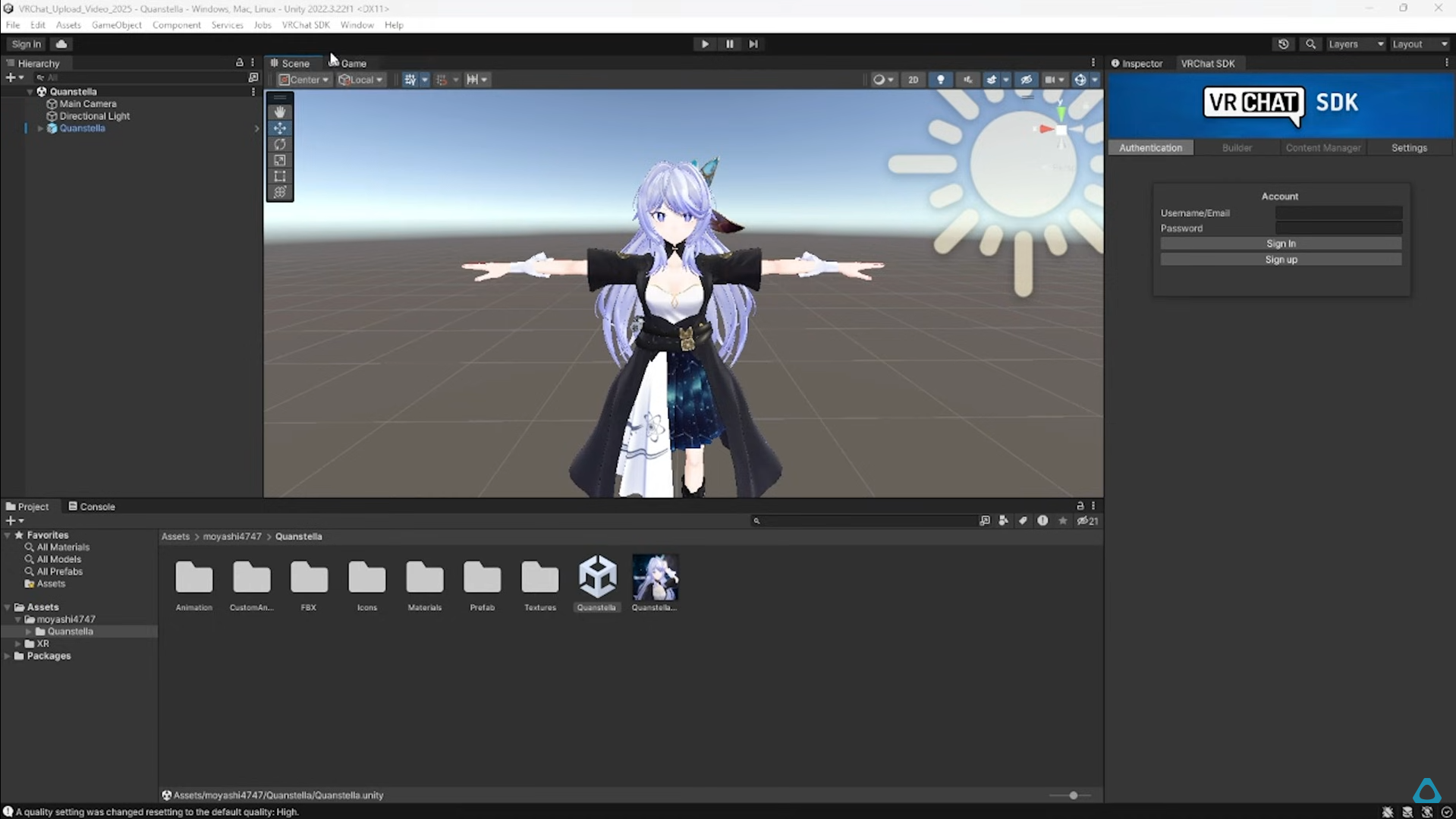 Open your project in Creator Companion and import the Avatar Unity package