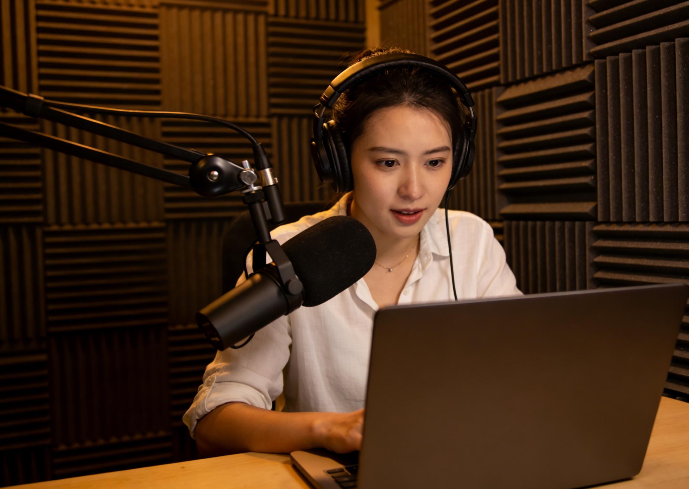 Generate a voiceover audio of a female podcast host speaking in a calm, clear, and professional tone