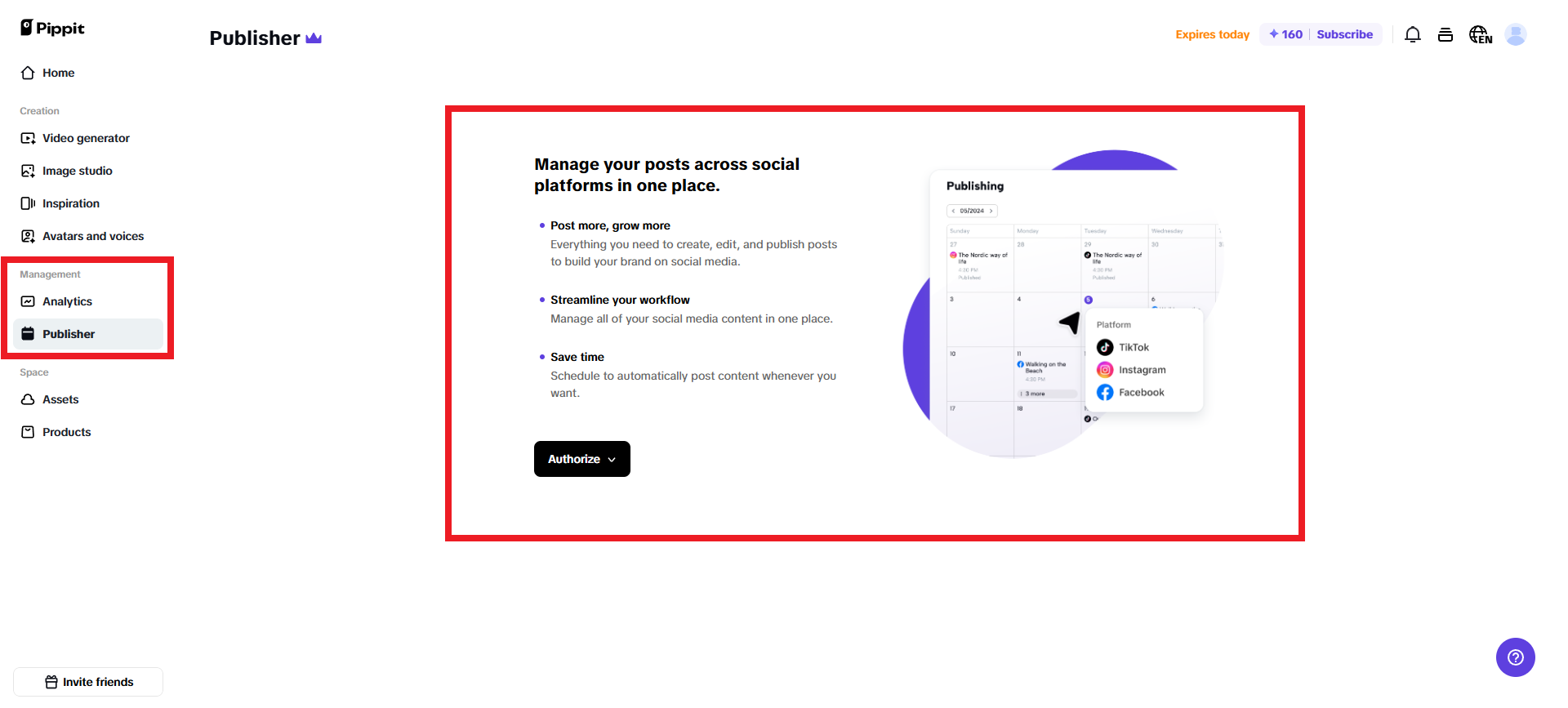 Herramientas integradas de publicación y análisis