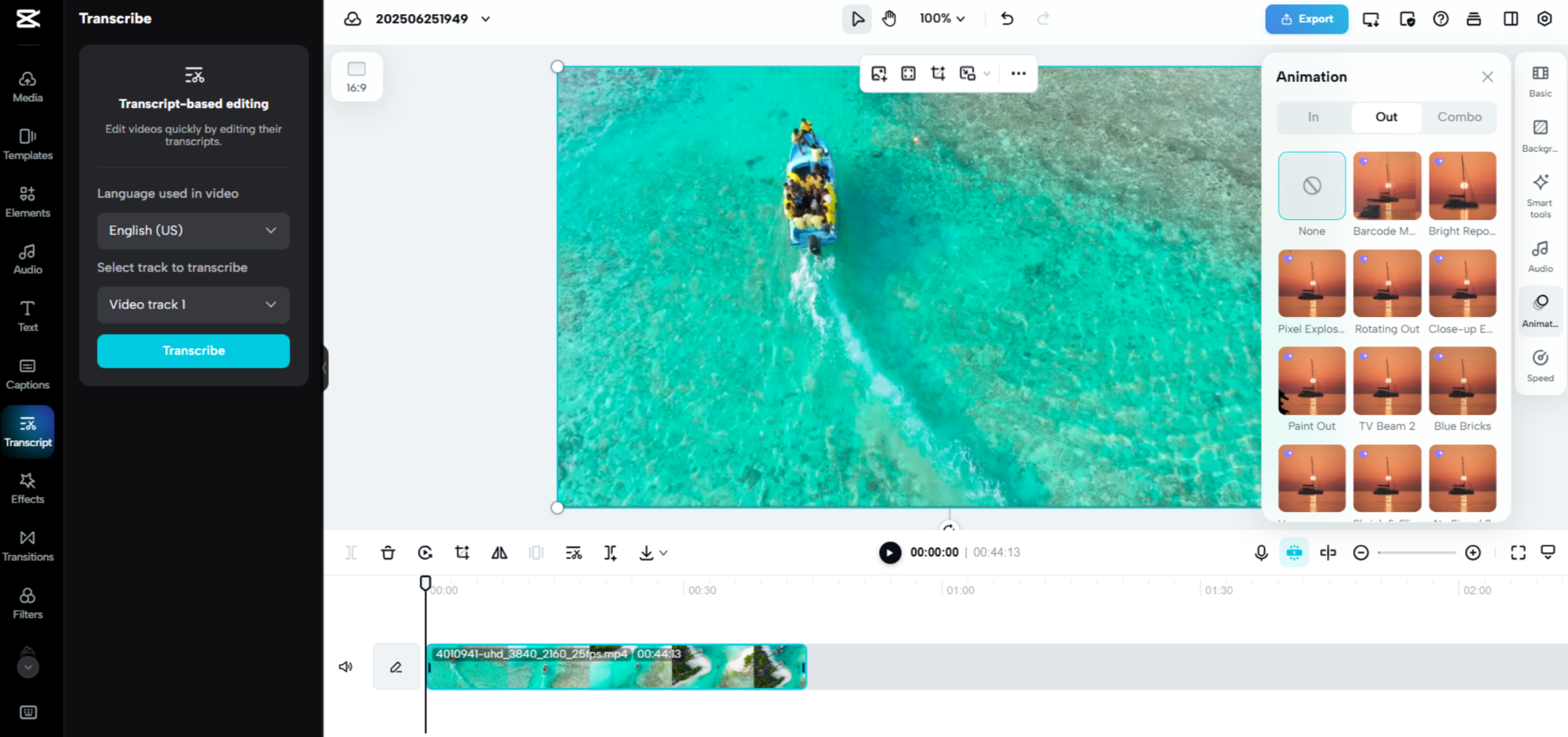 Interface of CapCut Web - a good Premiere alternative
