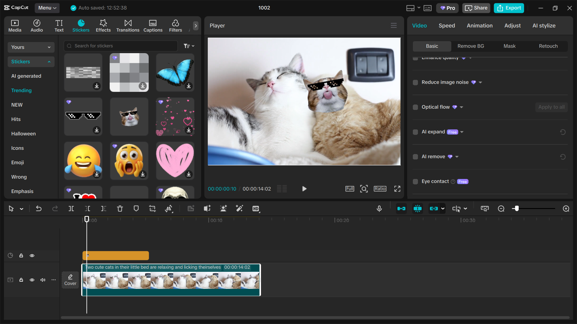 Interface of the capCut desktop video editor