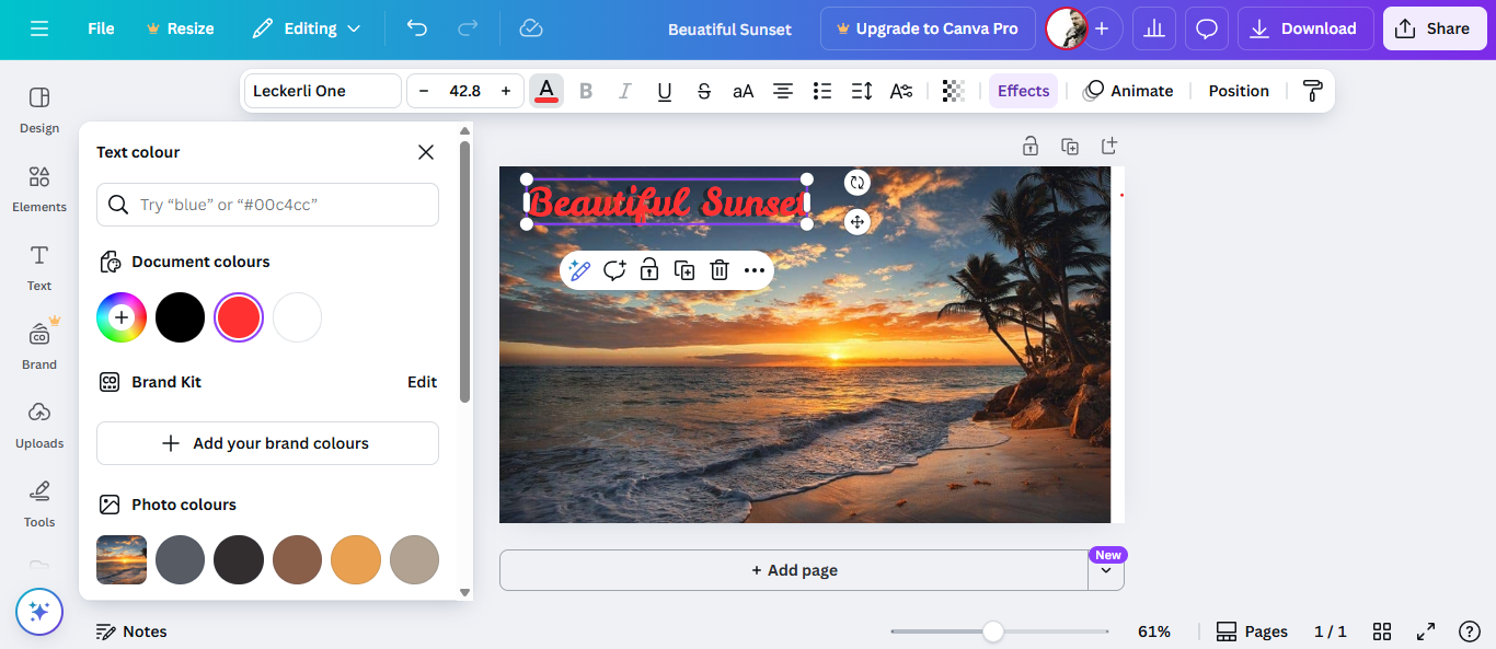 Canva interface