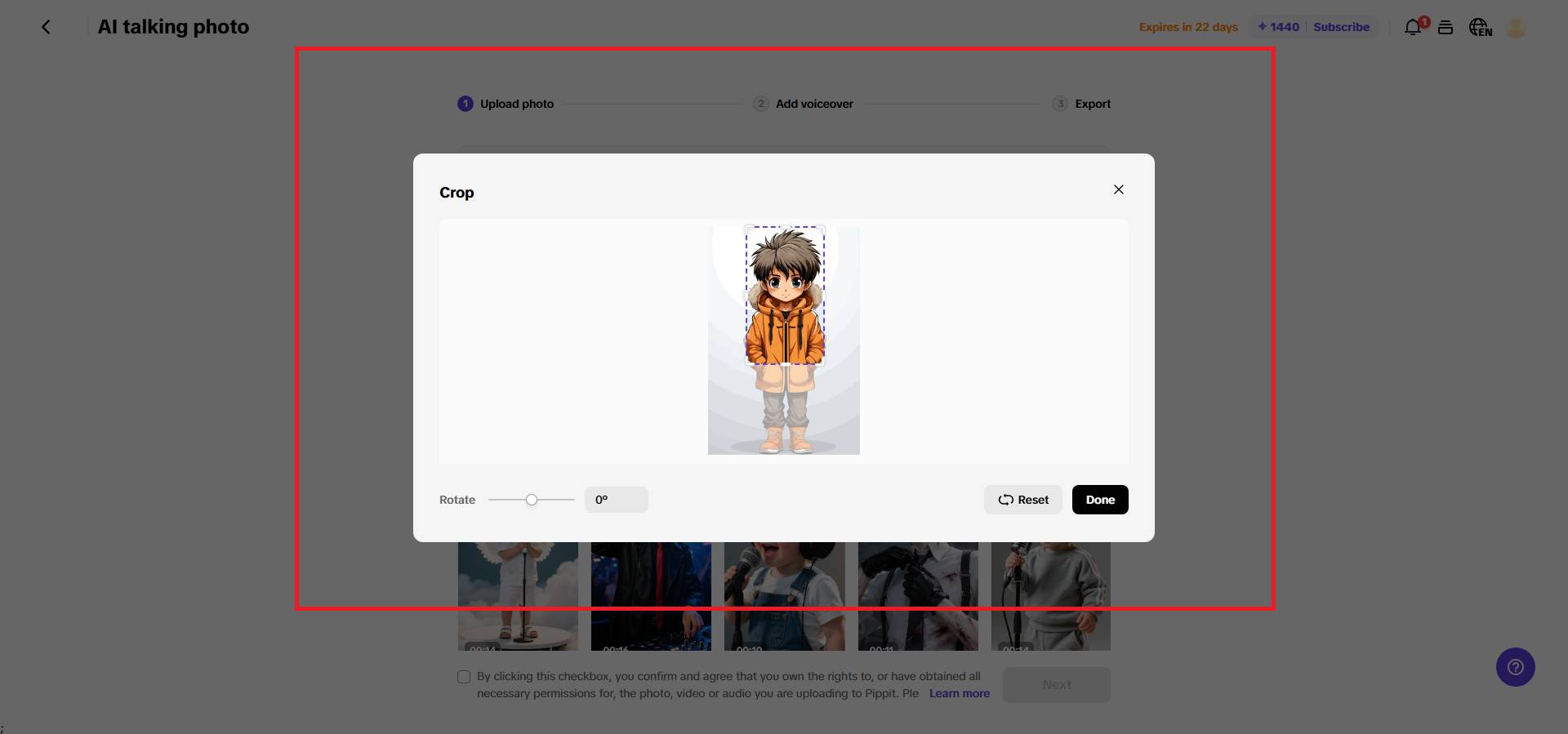 Upload and crop your photo