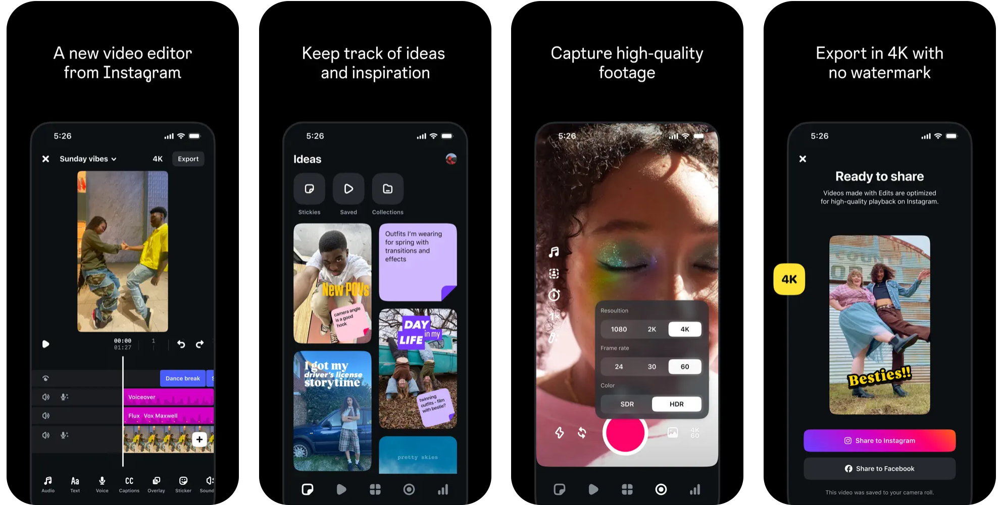 Instagram Edits tool for images and videos