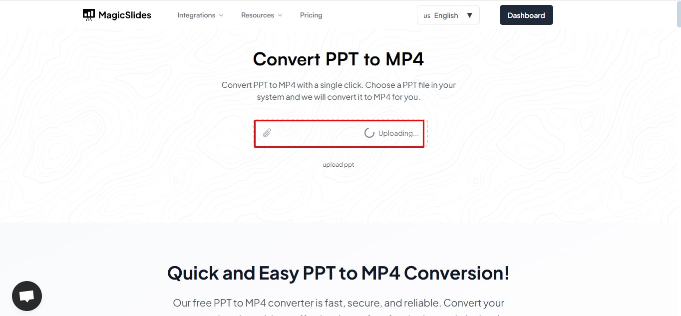 Uploading your slide to start the process of turning PowerPoint into a video