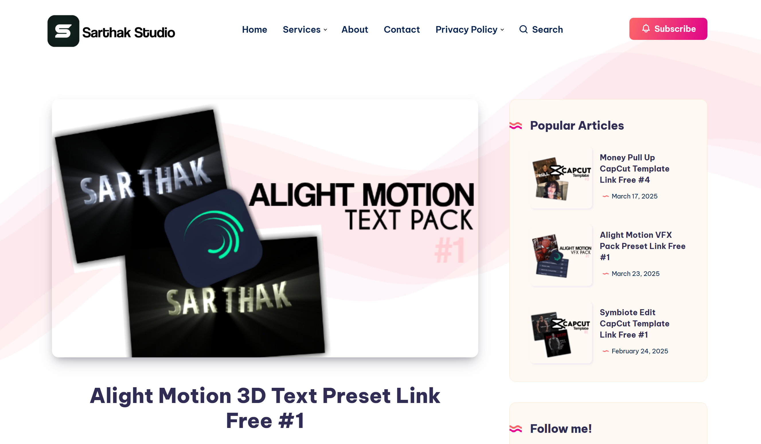 Sarthak Studio para mag-download ng mga text pack sa Alight Motion