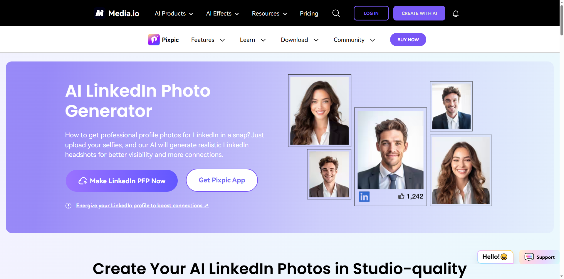 Media.io LinkedIn profil fotoğrafı yapıcı