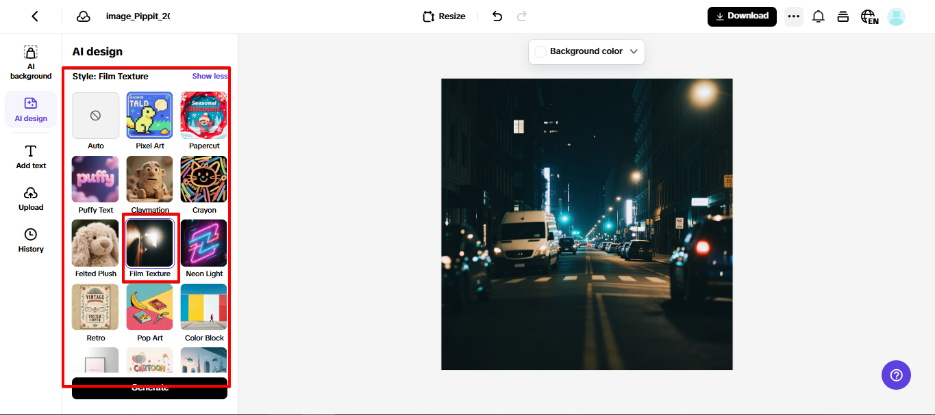 Pippit filters and effects