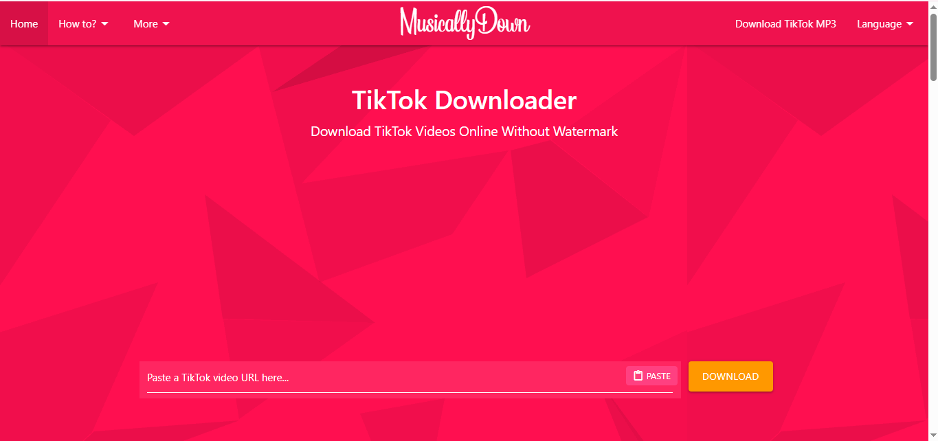 La interfaz de MusicallyDown - un rápido descargador de miniaturas de video de TikTok