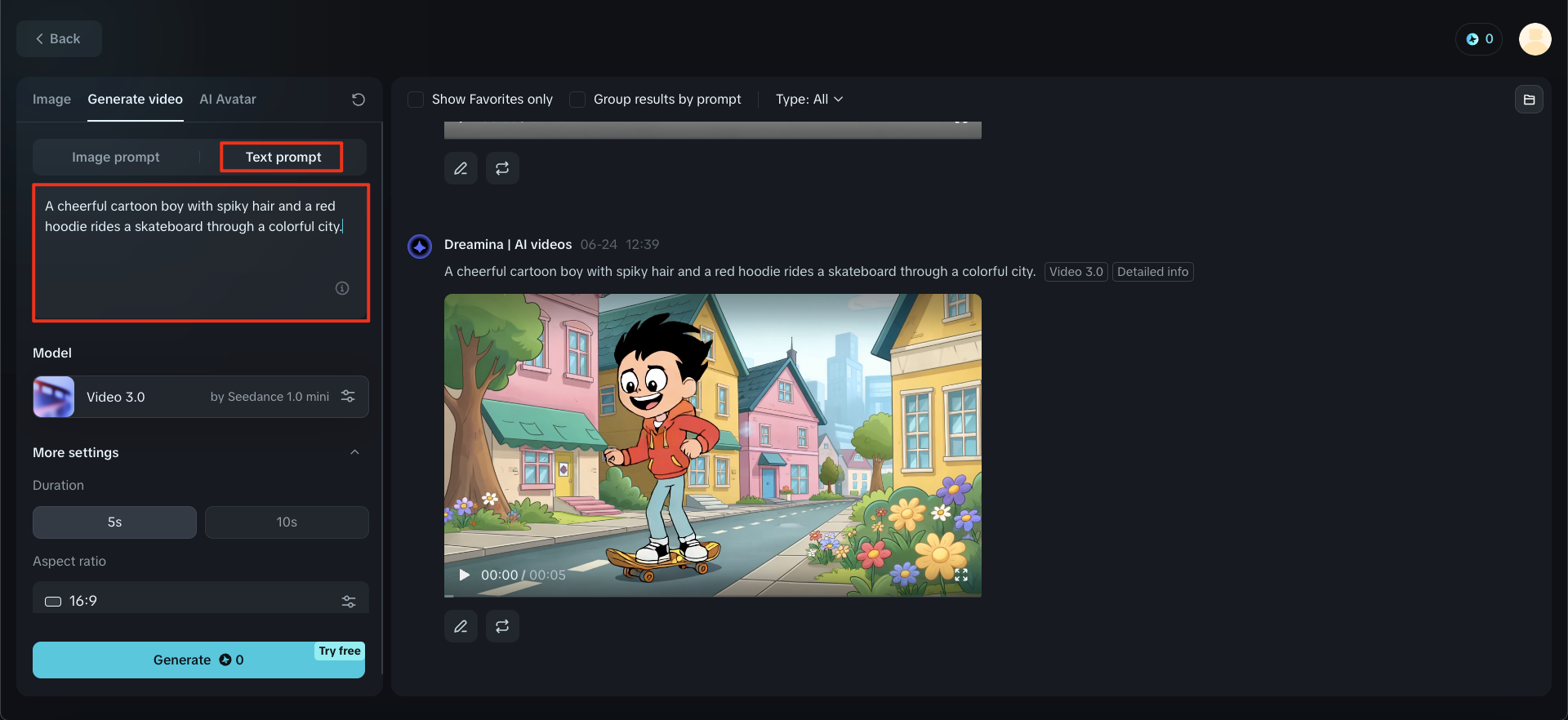Dreamina: Cartoon na script ng video