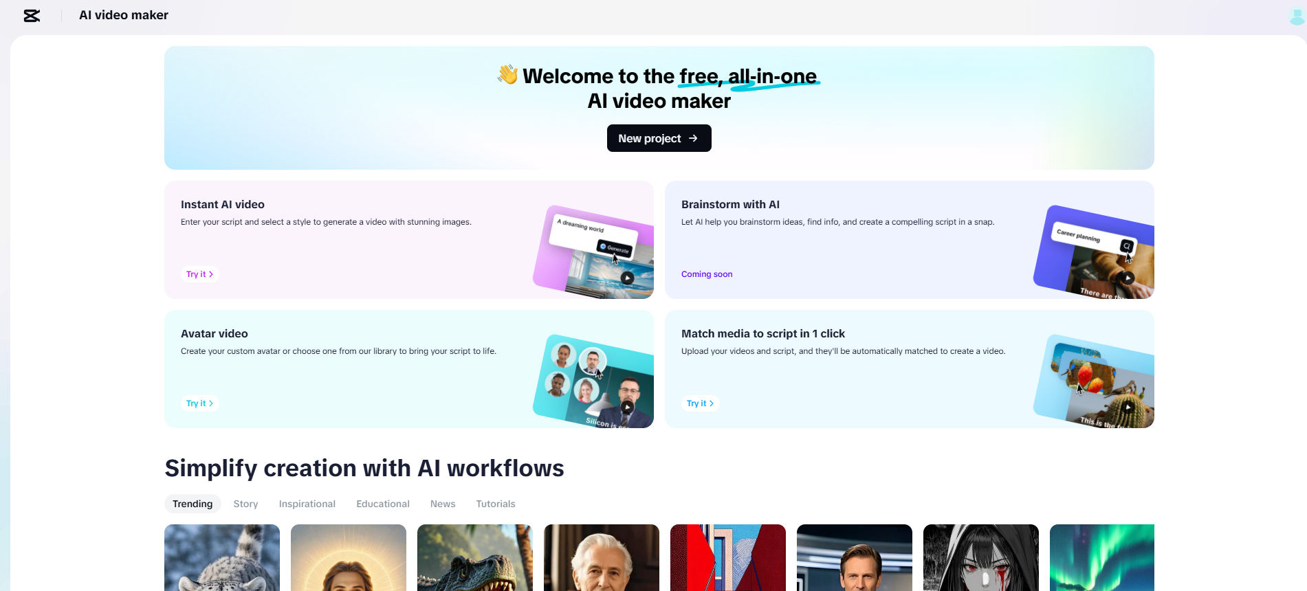 CapCut Web 's AI video maker
