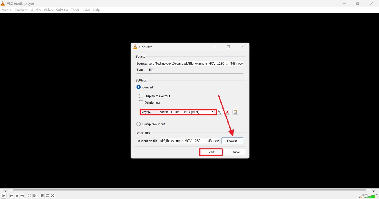 Aloita muuntaminen MP4-muotoon.