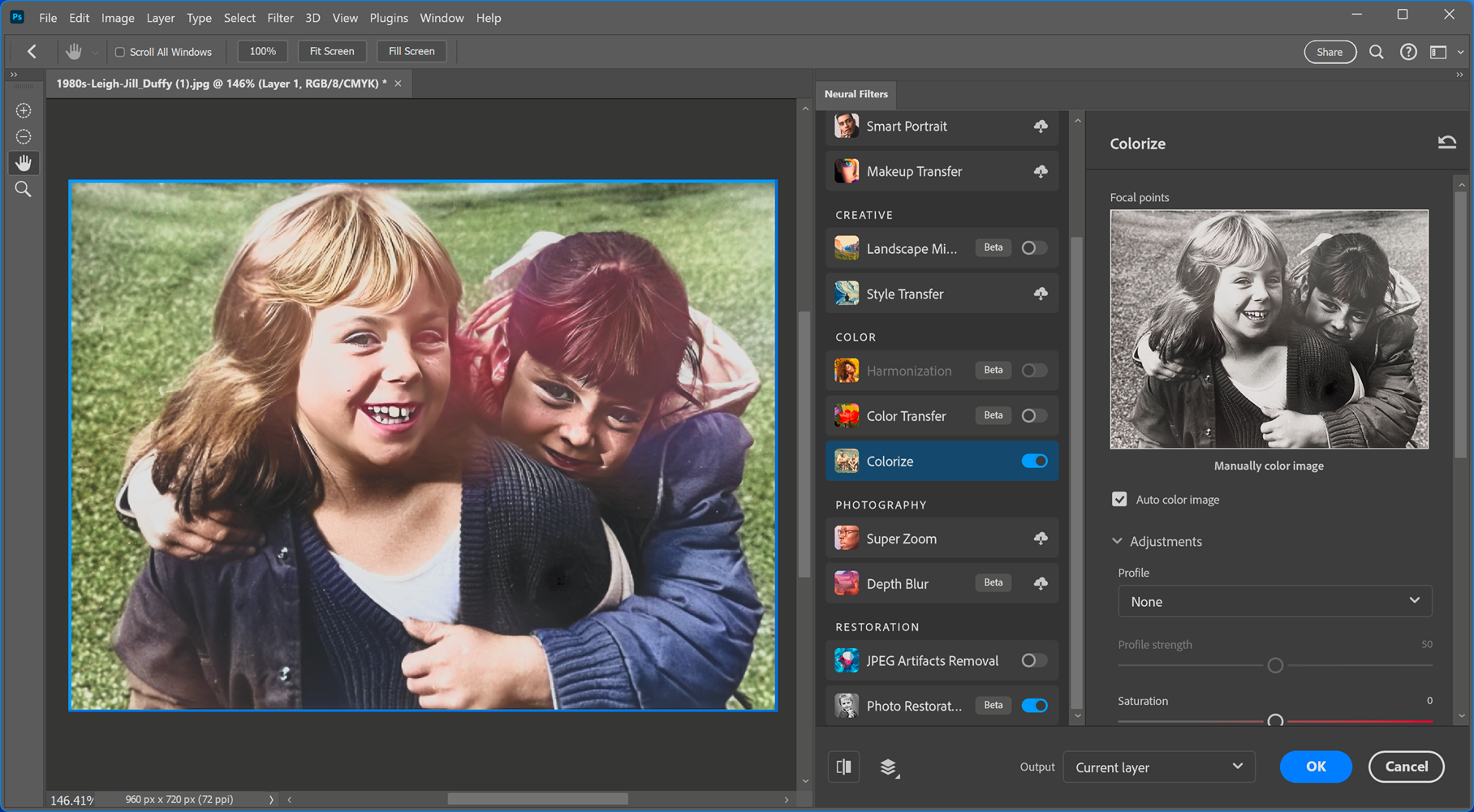 Schnittstelle von Photoshop - einer hocheffizienten Software zur Fotorestaurierung