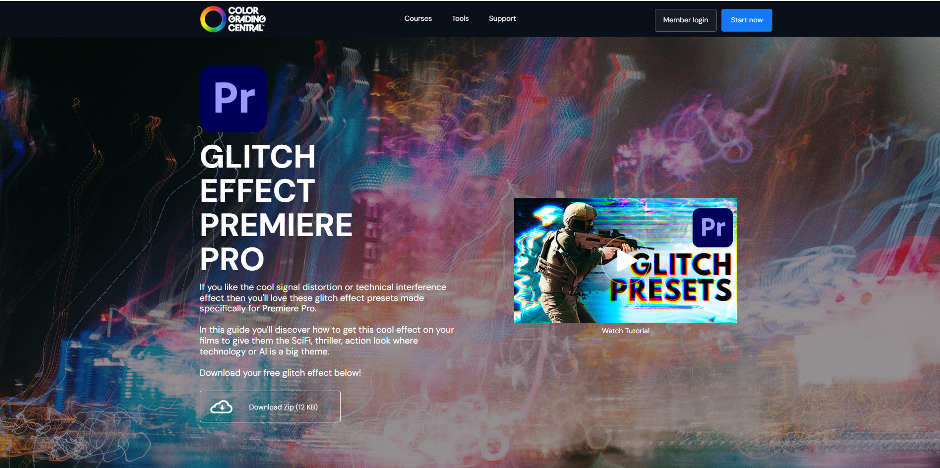 Interfaccia di Color Grading Panel - una risorsa gratuita per la transizione glitch in Premiere Pro
