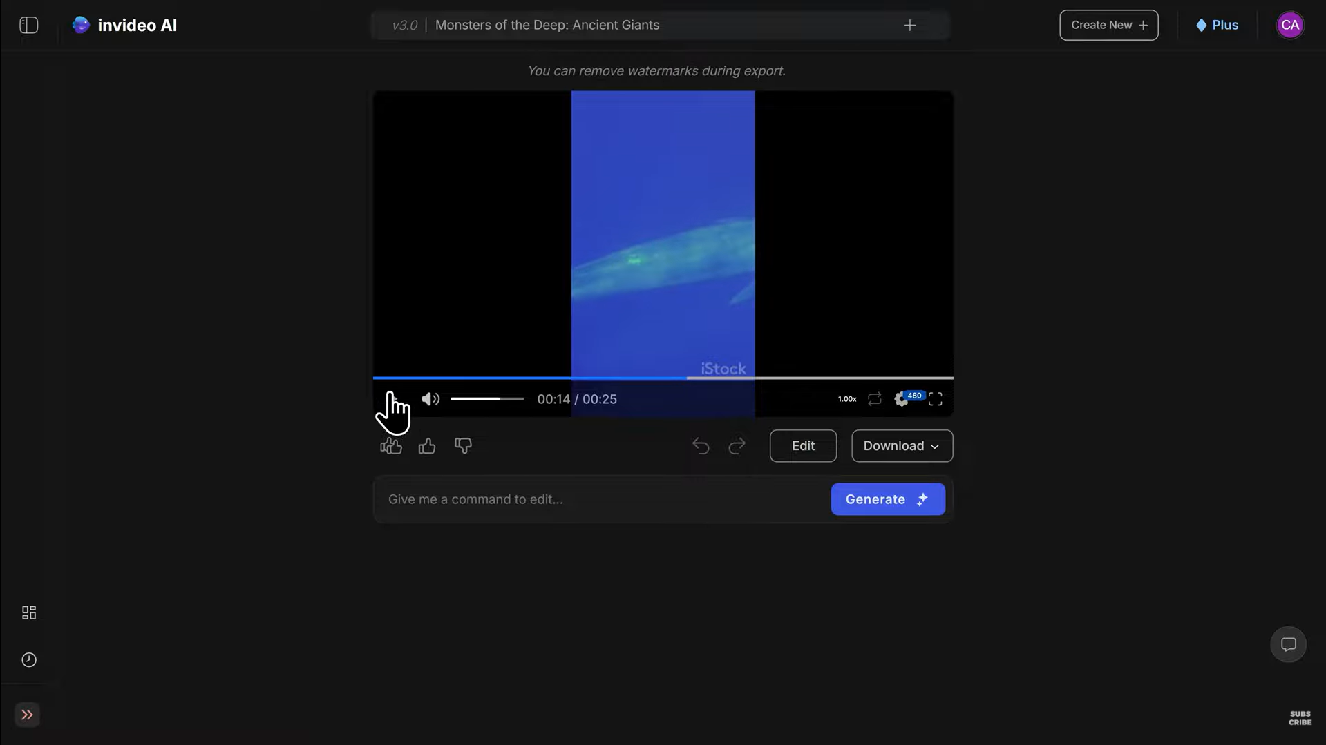 Interface of Invideo AI - a fast way to generate product videos with AI