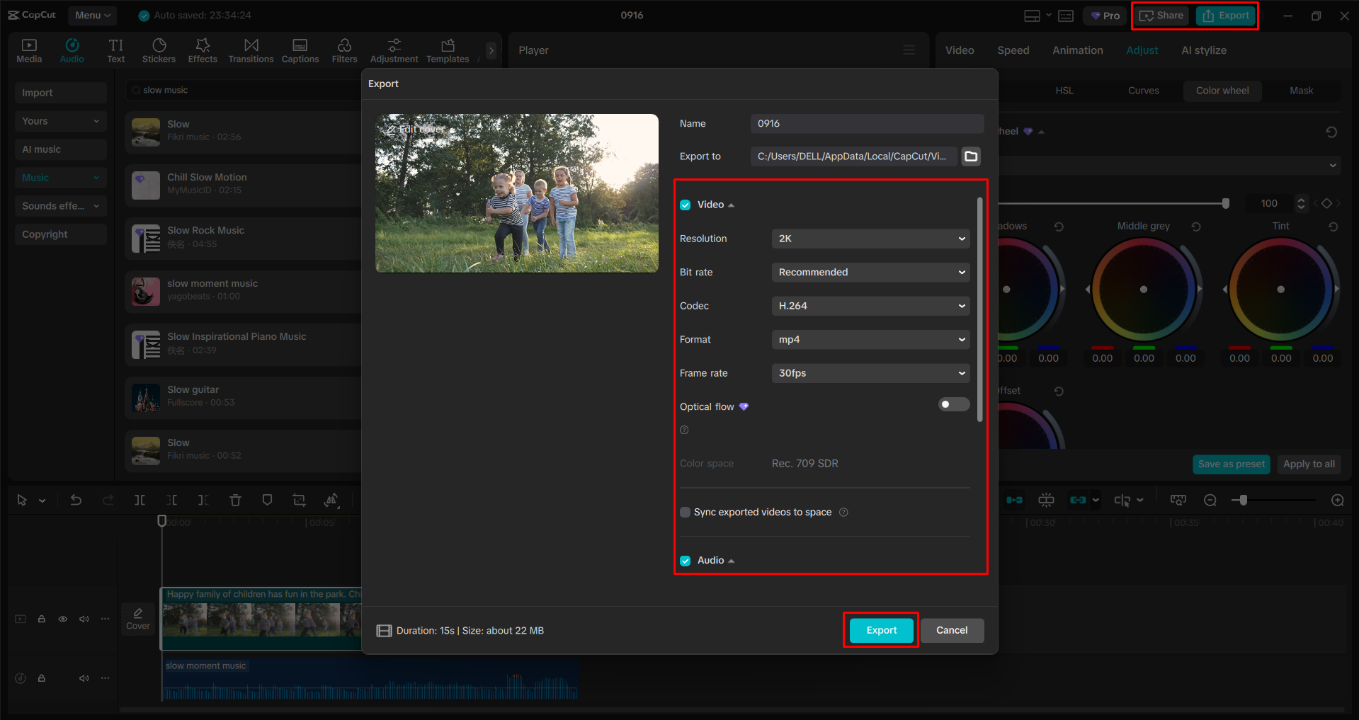 Exporting a video from the CapCut desktop video editor