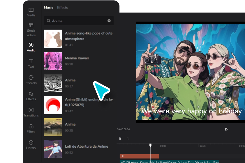 add music and text