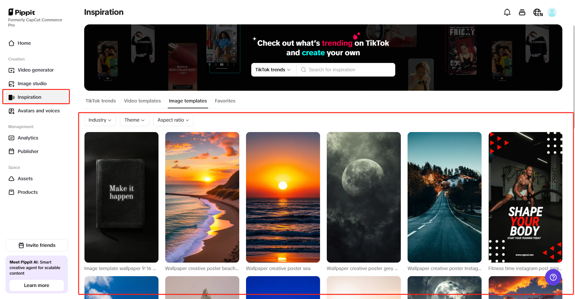 Templates in Pippit