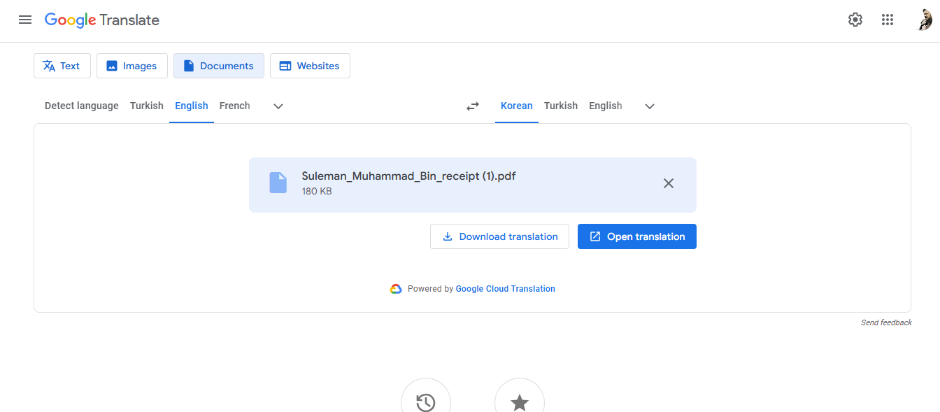 Traducir documentos con Google Translate