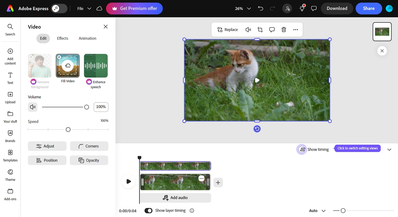 video düzenleyici adobe express